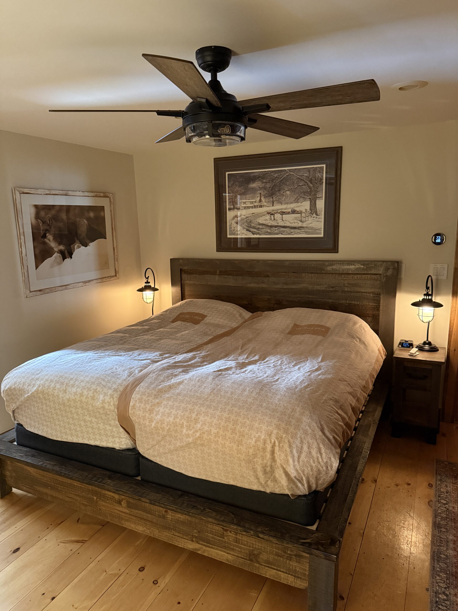 Master bedroom with California king bed in Crested Butte cabin rental